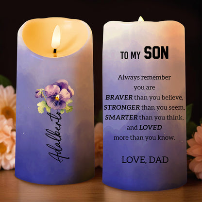 Braver Stronger Smarter Loved Inspirational Quote Candle - Personalized Custom LED Candle - SON016_LECA