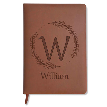 Elegant Monogrammed Journal With Leaves
