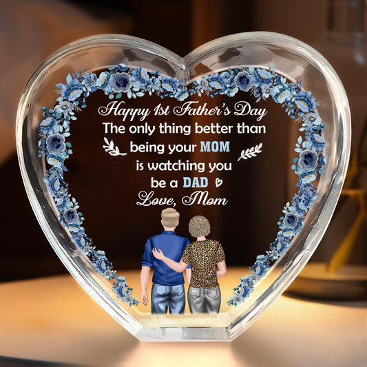 Happy 1st Father's Day, Flowers and Parent and Child