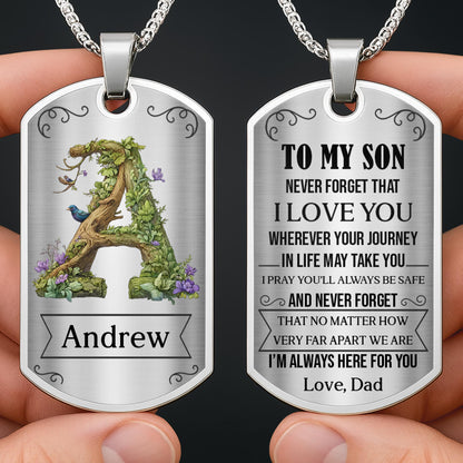 To My Son, Never Forget That I Love You, Tree And Bird Necklace