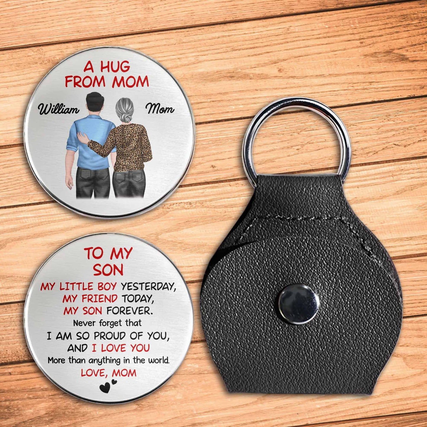 A Hug From Mom, To My Son, Love Forever - Personalized Custom Pocket Hug - SON066_HTOK
