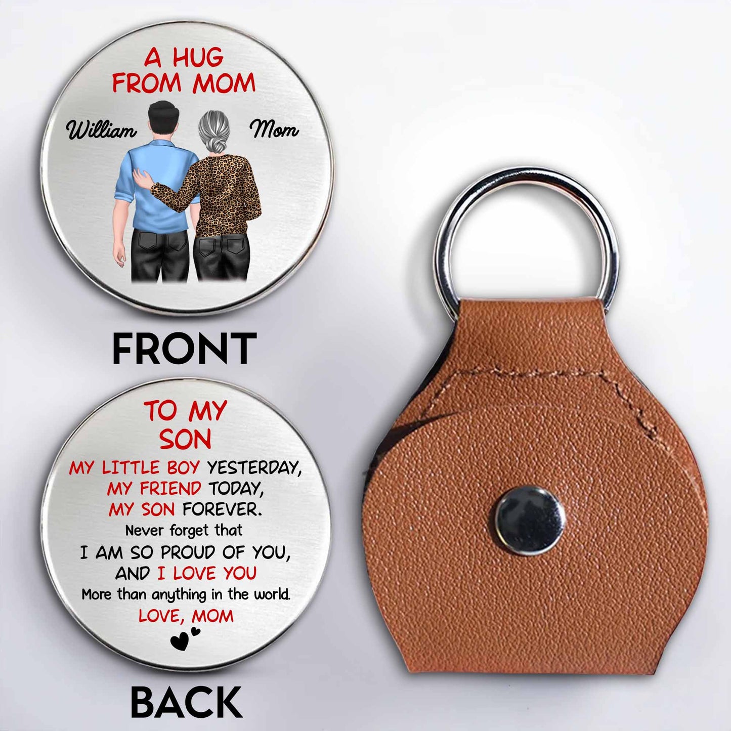 A Hug From Mom, To My Son, Love Forever - Personalized Custom Pocket Hug - SON066_HTOK
