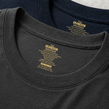 To My Grandson I Wish You The Strength Inspirational Message - Personalized Custom Inside Neck Print T-Shirt - GSN069_BCBAS