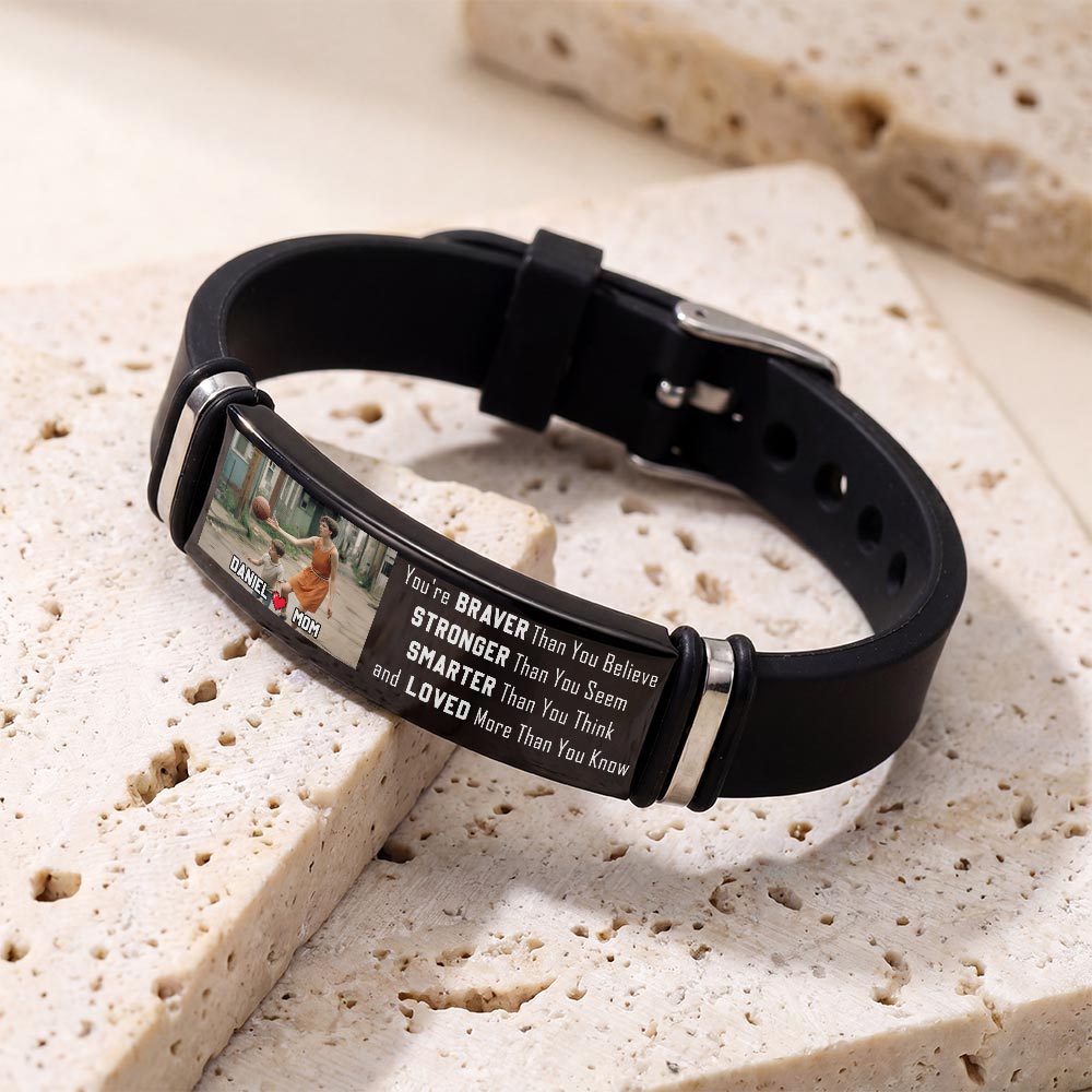 Wearing This Bracelet As A Reminder Braver Stronger Smarter Loved Personalized Photo - Personalized Custom Silicone Bracelet - SON127_SILB