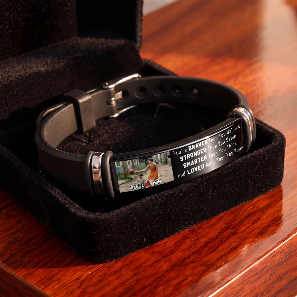 Wearing This Bracelet As A Reminder Braver Stronger Smarter Loved Personalized Photo - Personalized Custom Silicone Bracelet - SON127_SILB