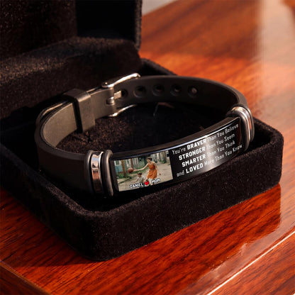 Wearing This Bracelet As A Reminder Braver Stronger Smarter Loved Personalized Photo - Personalized Custom Silicone Bracelet - SON127_SILB