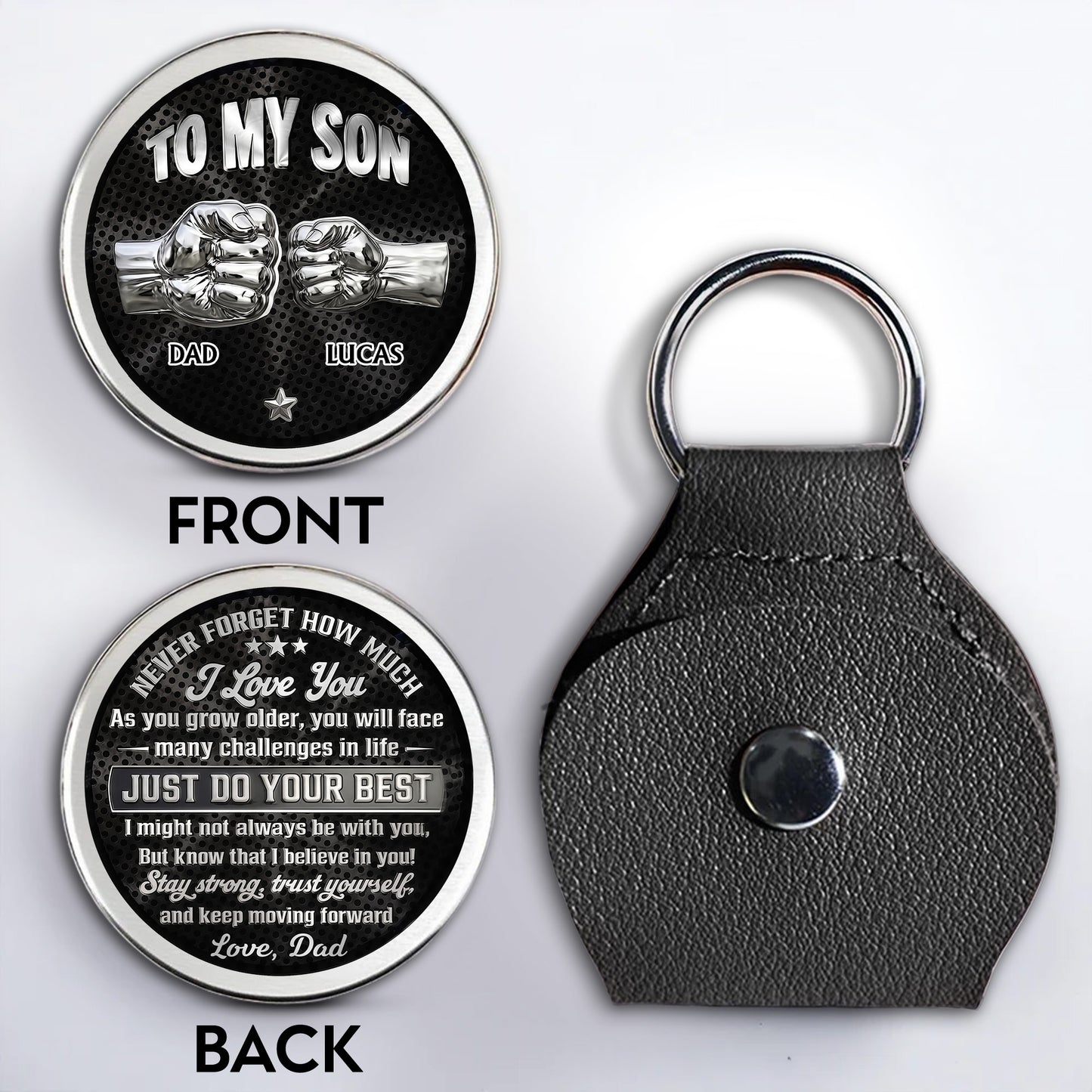 To My Son Never Forget I Love You Fist Bump - Personalized Custom Pocket Hug - SON130_HTOK