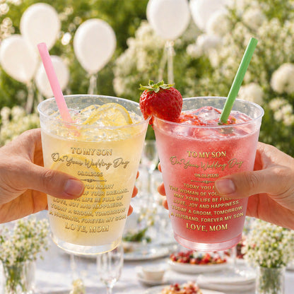 To My Son On Our Wedding Day With Gold Accents - Personalized Frosted Cups - SON152_FCUP