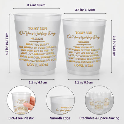 To My Son On Our Wedding Day With Gold Accents - Personalized Frosted Cups - SON152_FCUP
