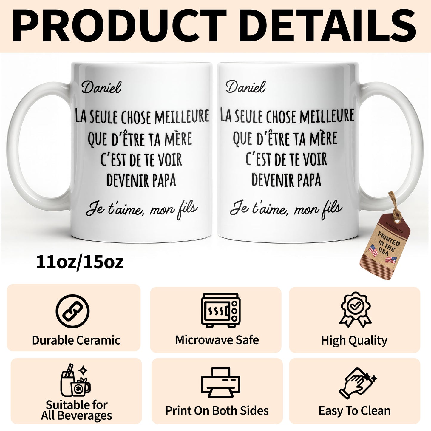 La Seule Chose Meilleure Que De'Être Ta Mère French Text Typography - Personalized Custom Coffee Mug - SON219_MG