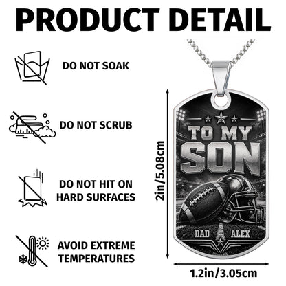 To My Son My Little Boy Yesterday Football And Helmet Metal Design - Personalized Custom Dog Tag Necklace - SON317_DTNECK
