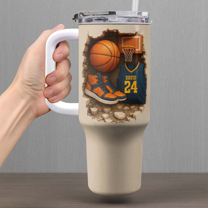 Celebrate Your Love For Basketball With Jersey And Shoes - Personalized 40oz Tumbler With Straw - SPORT010_TBS