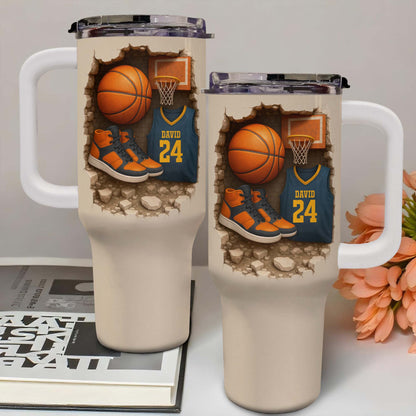 Celebrate Your Love For Basketball With Jersey And Shoes - Personalized 40oz Tumbler With Straw - SPORT010_TBS