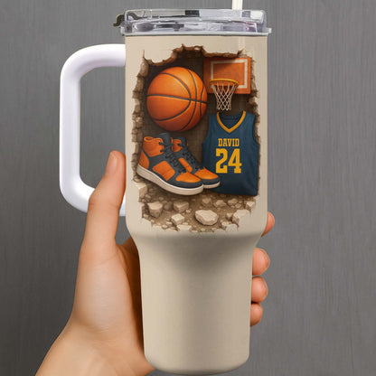 Celebrate Your Love For Basketball With Jersey And Shoes - Personalized 40oz Tumbler With Straw - SPORT010_TBS