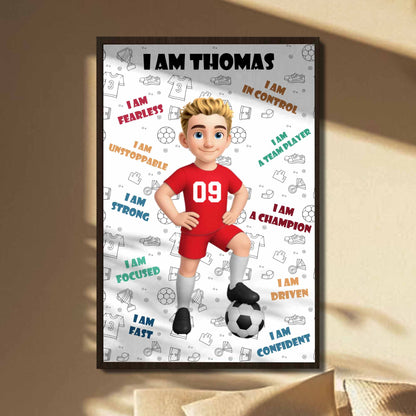 I Am Fearless, Confident Young Athlete, Soccer Poster - Personalized Custom Vertical Poster - SPORT013_VPOS