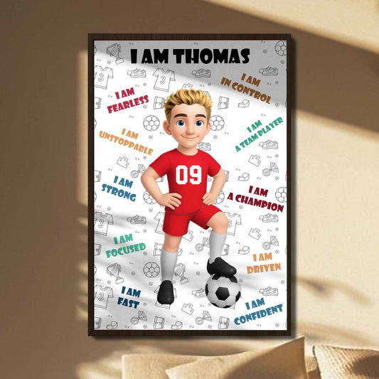 I Am Fearless, Confident Young Athlete, Soccer Poster - Personalized Custom Vertical Poster - SPORT013_VPOS