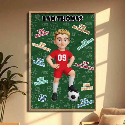 I Am Fearless, Confident Young Athlete, Soccer Poster - Personalized Custom Vertical Poster - SPORT013_VPOS