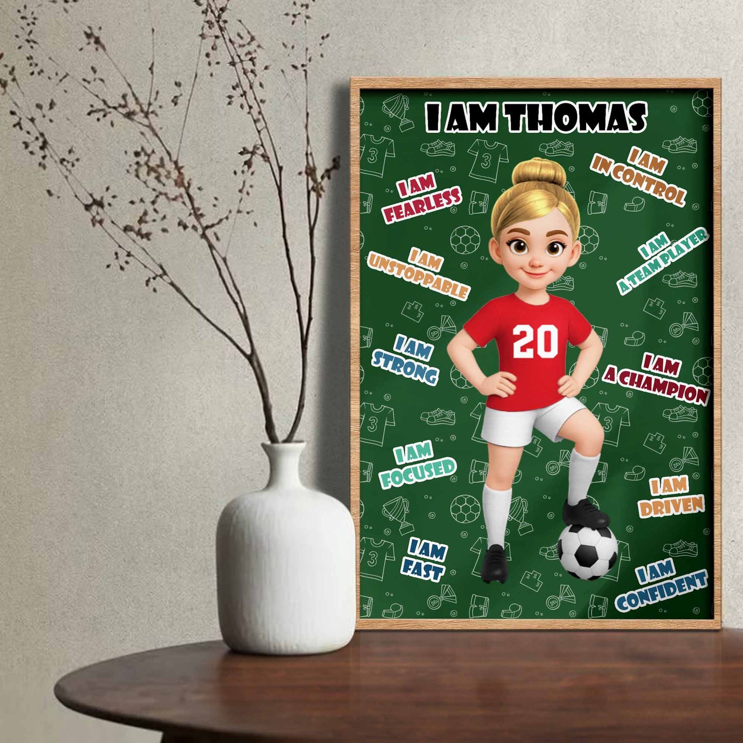 I Am Fearless, Confident Young Athlete, Soccer Poster - Personalized Custom Vertical Poster - SPORT013_VPOS