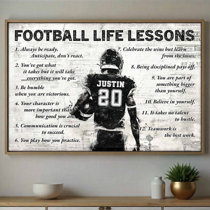 Football Life Lessons Inspirational Sports Poster - Personalized Custom Horizontal Poster - SPORT037_HPOS