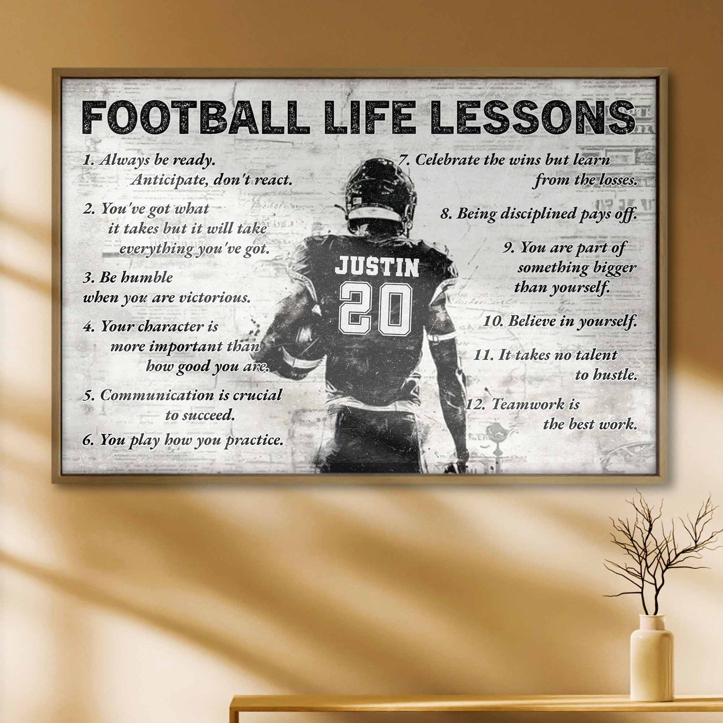 Football Life Lessons Inspirational Sports Poster - Personalized Custom Horizontal Poster - SPORT037_HPOS