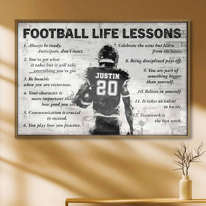 Football Life Lessons Inspirational Sports Poster - Personalized Custom Horizontal Poster - SPORT037_HPOS