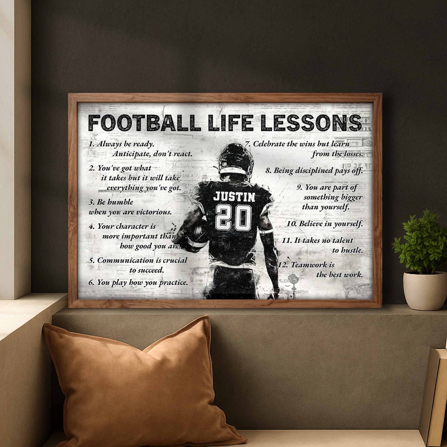 Football Life Lessons Inspirational Sports Poster - Personalized Custom Horizontal Poster - SPORT037_HPOS