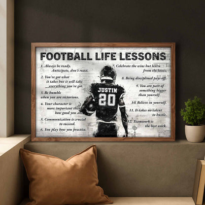 Football Life Lessons Inspirational Sports Poster - Personalized Custom Horizontal Poster - SPORT037_HPOS