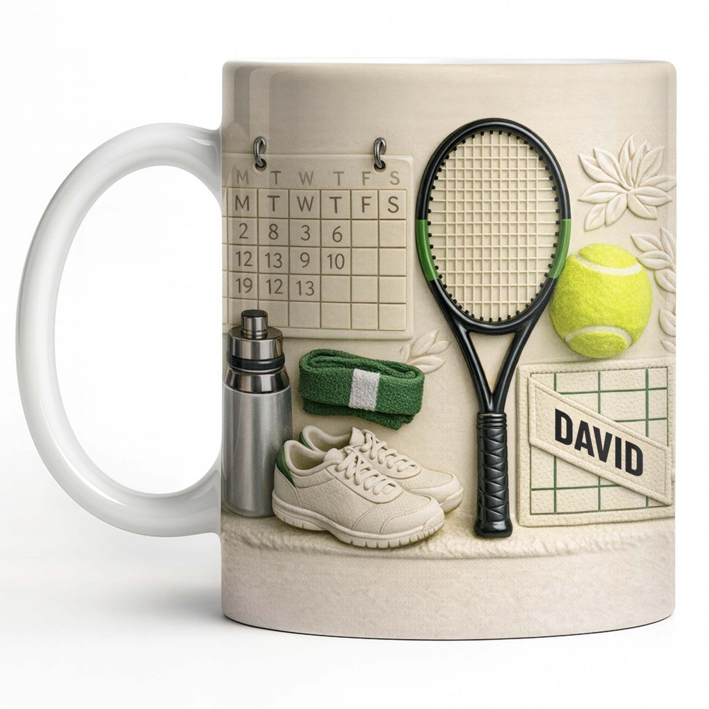 David, Tennis Racket And Ball Mug - Personalized Custom Coffee Mug - SPORT038_MG