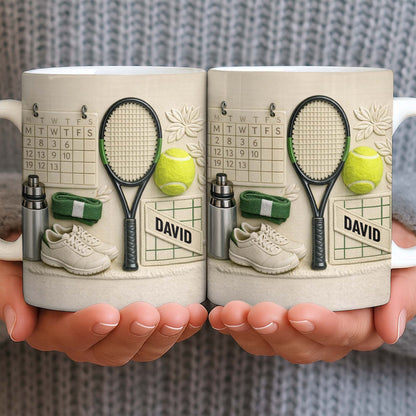 David, Tennis Racket And Ball Mug - Personalized Custom Coffee Mug - SPORT038_MG