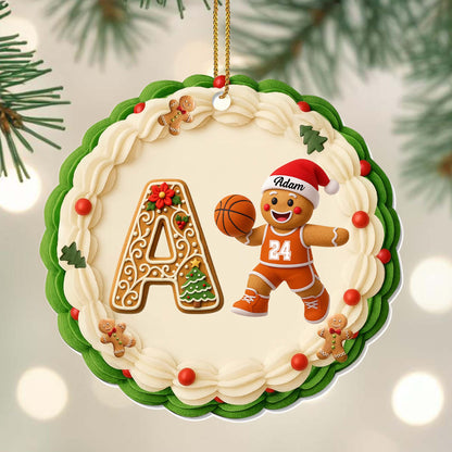 Customizable Christmas Ornament With Gingerbread And Basketball