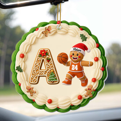 Customizable Christmas Ornament With Gingerbread And Basketball