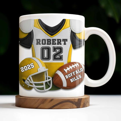 Personalized Football Team Pride Mug With Jersey and Helmet