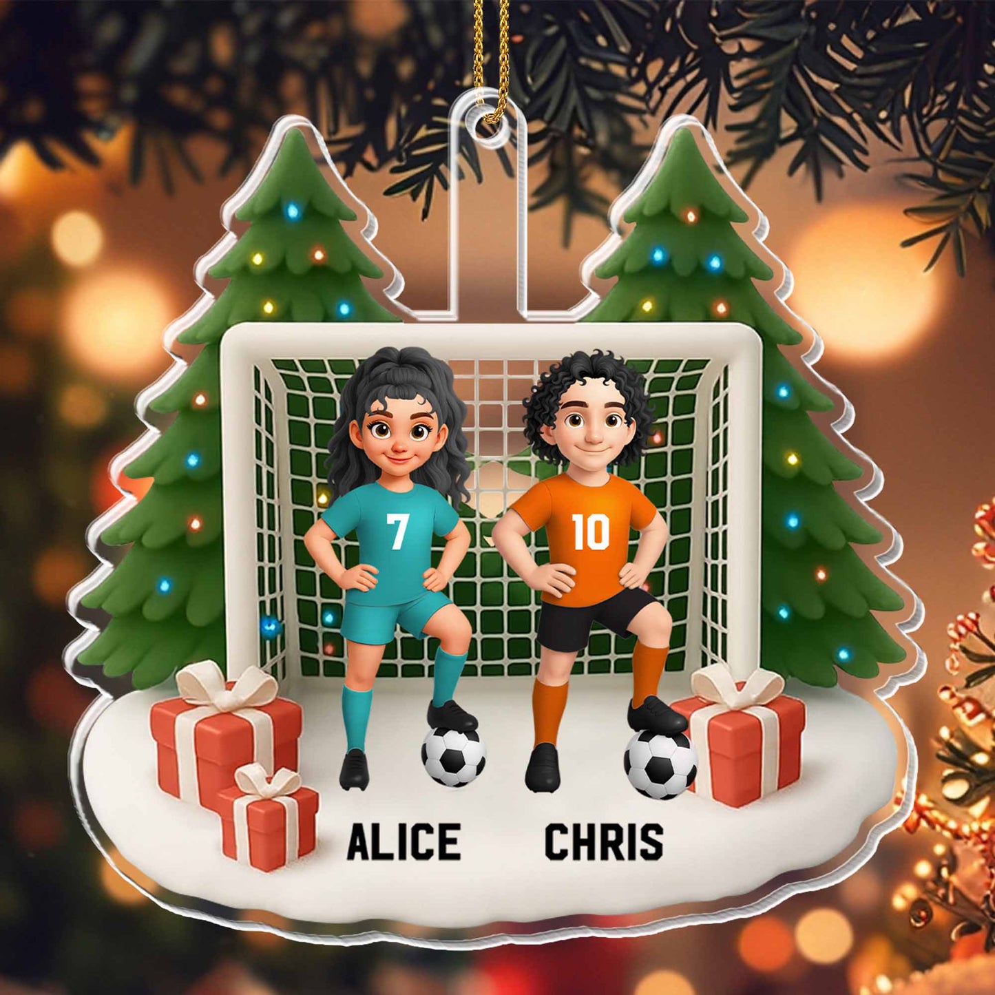 Celebrate The Holiday Season With Soccer Players And Christmas Tree