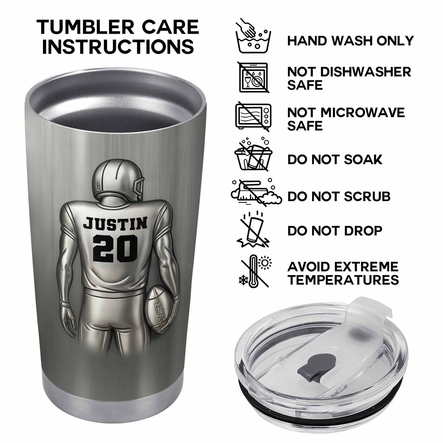 Custom Sports Player And Football Tumbler