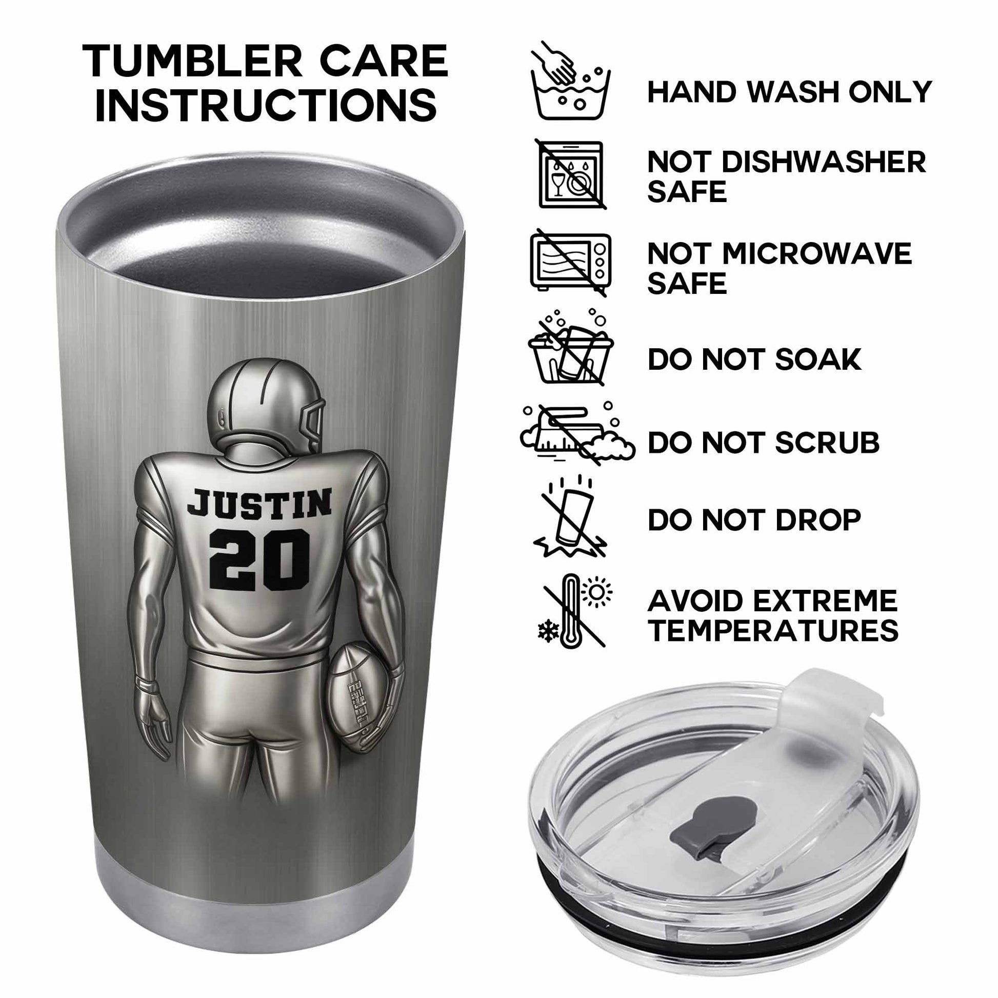 Custom Sports Player And Football Tumbler