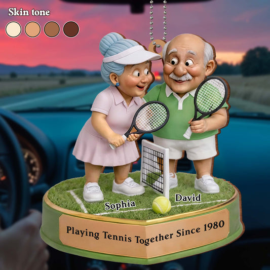 Playing Tennis Together, Custom Tennis Themed Ornament