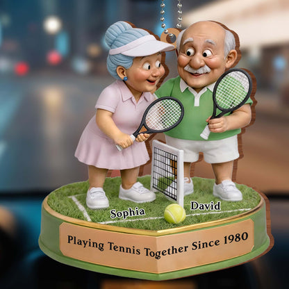 Playing Tennis Together, Custom Tennis Themed Ornament