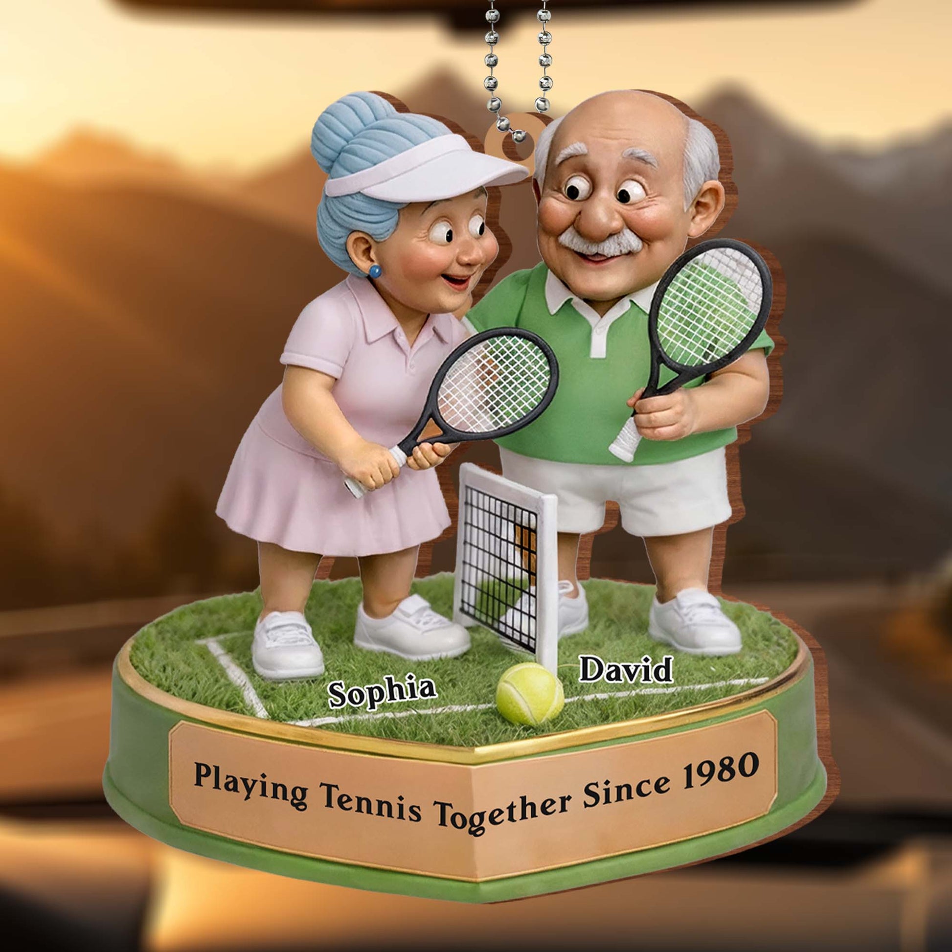 Playing Tennis Together, Custom Tennis Themed Ornament