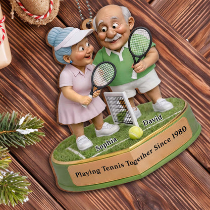 Playing Tennis Together, Custom Tennis Themed Ornament