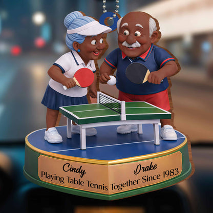 Playing Table Tennis Together, Elderly Couple Ornament