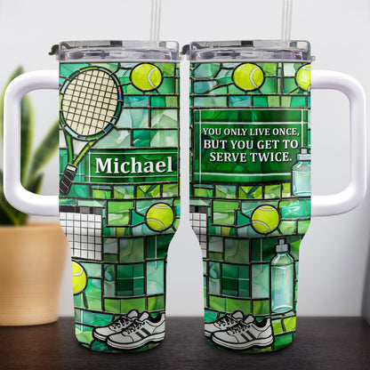 Stained Glass Tennis Racket And Balls Design