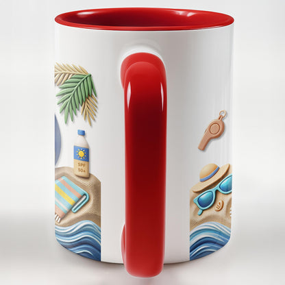 Sun Sand And Volleyball In My Hand With 3D Effect Beach Design - Personalized Custom Accent Mug - SPORT087_AMUG