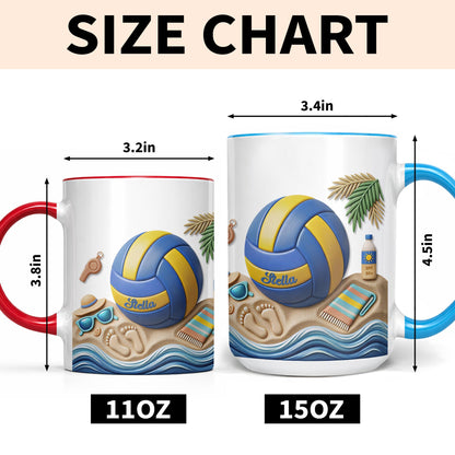 Sun Sand And Volleyball In My Hand With 3D Effect Beach Design - Personalized Custom Accent Mug - SPORT087_AMUG