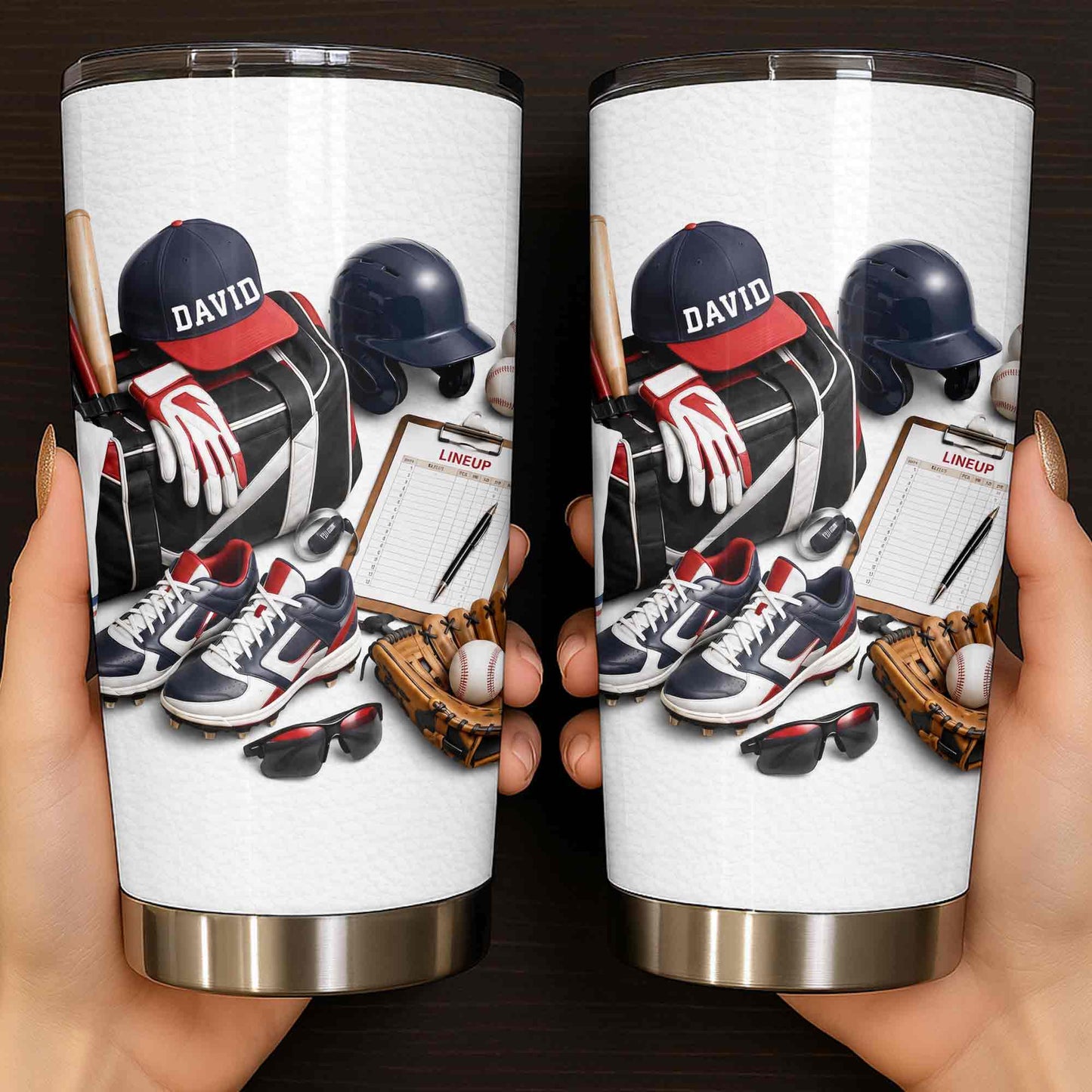 Baseball Player Gift for Boys, Men & Coaches - Personalized Custom Stainless Steel Tumbler 20oz 30oz - SPORT119_TB