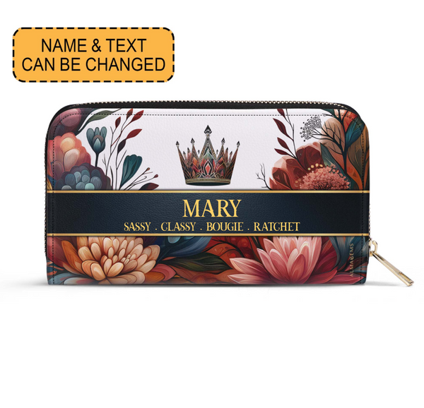 Portefeuille en cuir pour femme Queen Flowers - queen02flowersWL