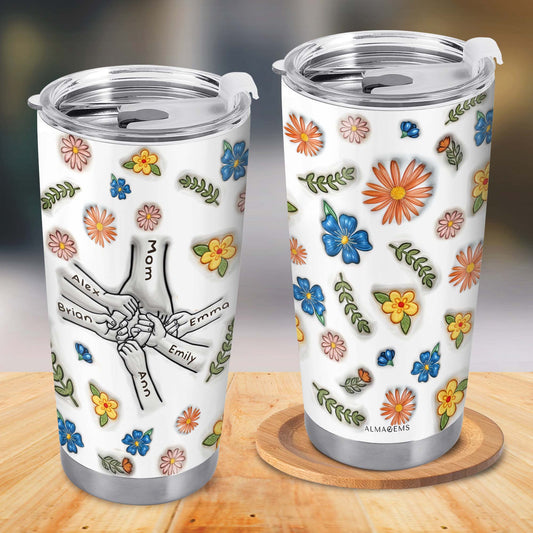 Tomando la mano de mamá Efecto inflado 3D - Vaso de acero inoxidable personalizado de 20 oz y 30 oz - TB_FM04
