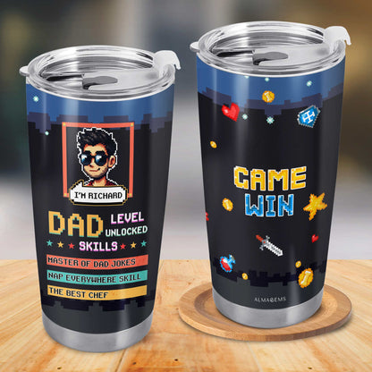 NIVEL PAPÁ DESBLOQUEADO - Vaso de acero inoxidable personalizado de 20 oz y 30 oz - TB_FM06