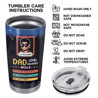 NIVEL PAPÁ DESBLOQUEADO - Vaso de acero inoxidable personalizado de 20 oz y 30 oz - TB_FM06
