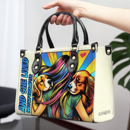 Y ella vivió feliz para siempre - Bolso de cuero personalizado para amantes de los perros - LL05