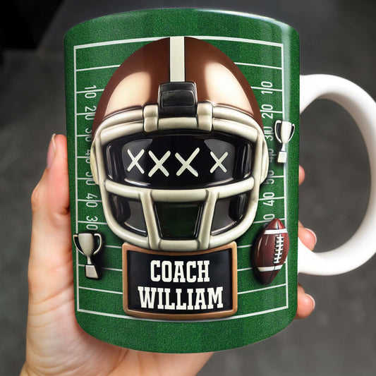 Celebrate the Best Coach with this Football Helmet, Football and Trophy